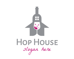 Wine Bottle House logo design