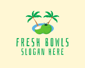 Tropical Coconut Fruit  logo design