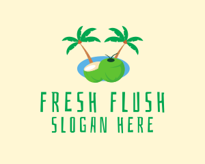 Tropical Coconut Fruit  logo design