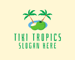 Tropical Coconut Fruit  logo design