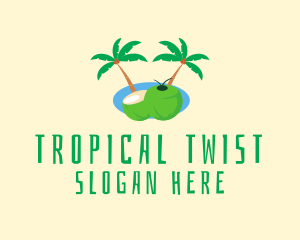 Tropical Coconut Fruit  logo design