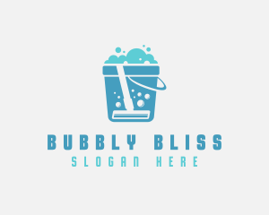 Bubble Bucket  Sanitary Cleaning logo design