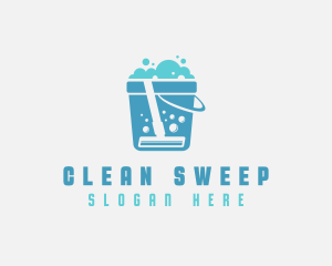 Bubble Bucket  Sanitary Cleaning logo design