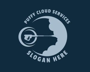 Blue Pressure Washing Cloud  logo design