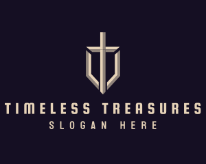 Sword Shield Letter T logo design