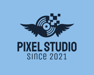 Blue Pixel Disc  logo design