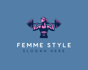 Woman Barbell Strong logo design