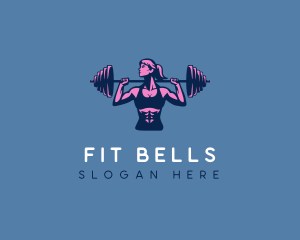 Woman Barbell Strong logo design