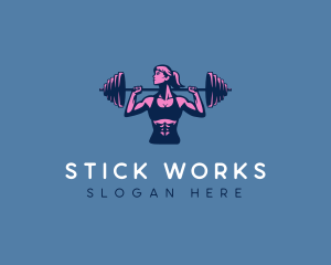 Woman Barbell Strong logo design