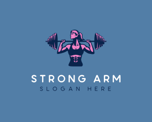 Woman Barbell Strong logo design