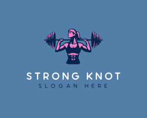 Woman Barbell Strong logo design