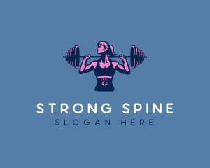 Woman Barbell Strong logo design