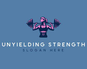 Woman Barbell Strong logo design