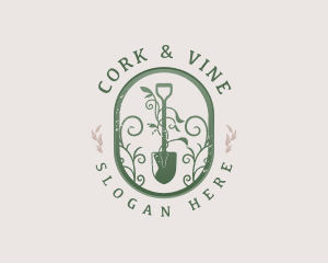 Botanical Vineyard Shovel logo design