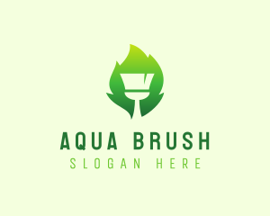 Organic Brush Leaf logo design