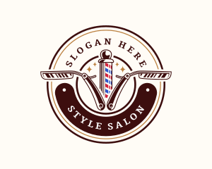 Barbershop Razor Haircut logo design