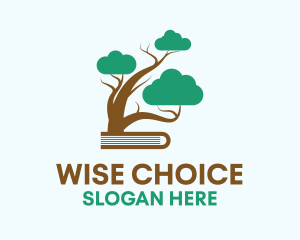 Bonsai Tree  Book School logo design