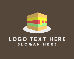 3D Burger Sandwich logo