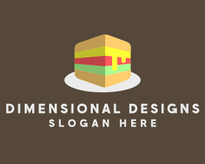 3D Burger Sandwich logo design