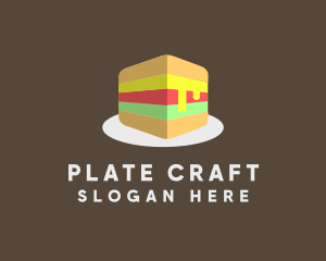 3D Burger Sandwich logo design