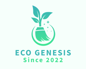 Eco Housekeeping Broom logo design