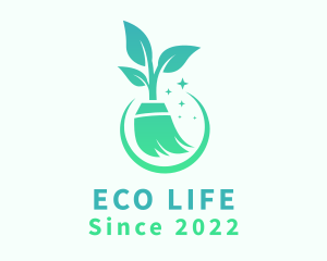 Eco Housekeeping Broom logo design