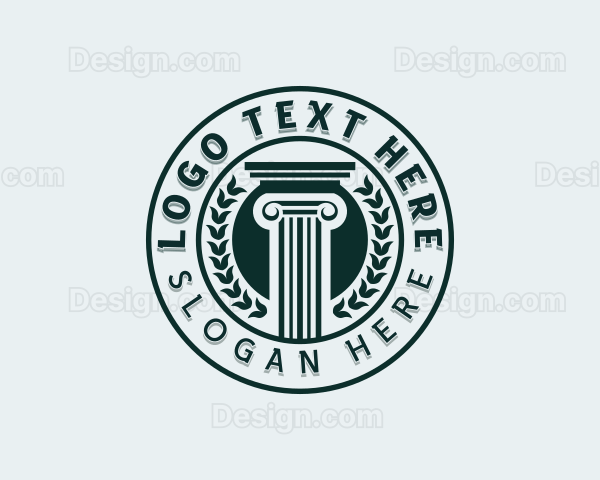 Column Pillar Wreath Logo