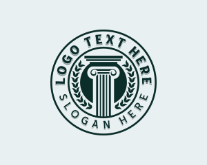 Column Pillar Wreath Logo