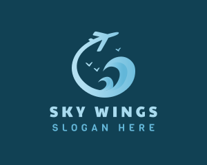 Wave Airplane Travel logo design