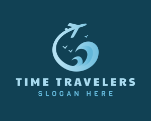 Wave Airplane Travel logo design