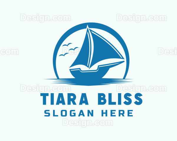 Ocean Boat Sailing Logo