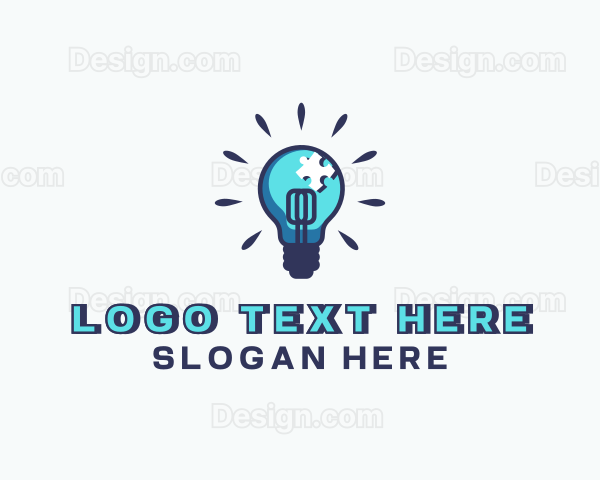 Puzzle Light Bulb Logo