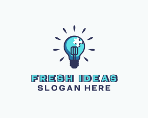 Puzzle Light Bulb logo design