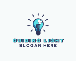 Puzzle Light Bulb logo design