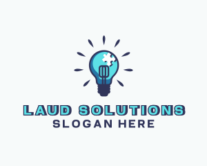 Puzzle Light Bulb logo design