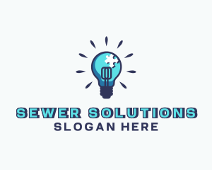 Puzzle Light Bulb logo design