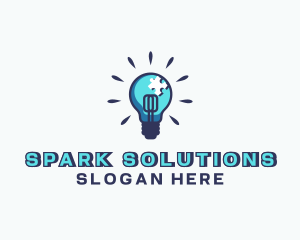 Puzzle Light Bulb logo design