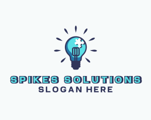 Puzzle Light Bulb logo design