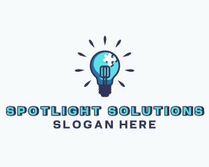 Puzzle Light Bulb logo design