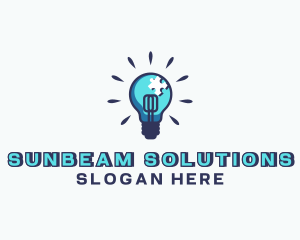 Puzzle Light Bulb logo design