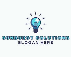 Puzzle Light Bulb logo design