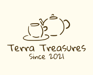 Teapot Cup Drawing logo design