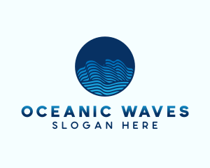 Circle Ocean Waves logo design