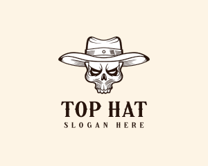 Skull Cowboy Hat logo design