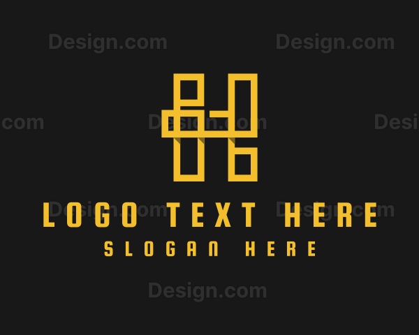 Yellow Geometric Letter H Logo