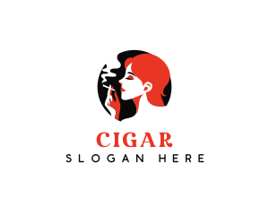 Woman Smoking Cigarette logo design