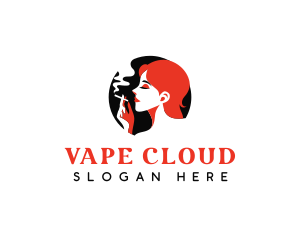 Woman Smoking Cigarette logo design