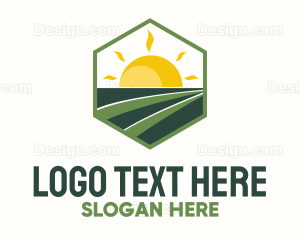 Sunny Field Hexagon Badge Logo