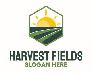 Sunny Field Hexagon Badge logo design