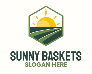 Sunny Field Hexagon Badge logo design